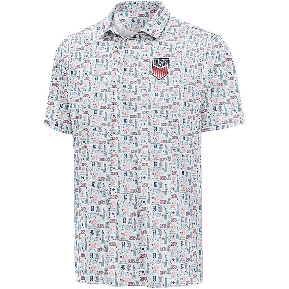 Antigun Freedom Polo Patriotic Spirit Men Medium White Multi New With Tags